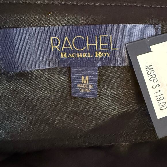 RACHEL Rachel Roy Women's Bree Satin Midi Dress Black Sz M - Picture 6 of 7